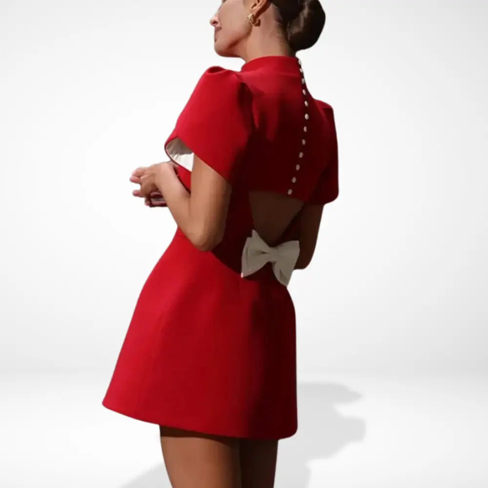Stilvolles Raffiniertes Cocktailkleid mit Puffärmeln für Damen | Bates -3