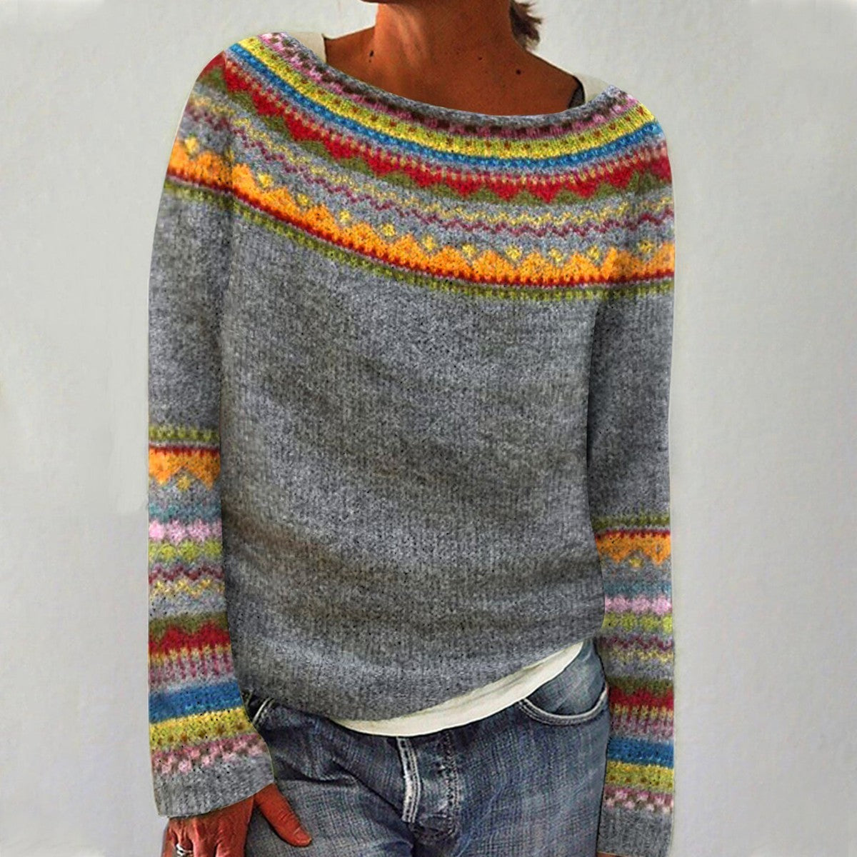 Moderner Hochwertiger Pullover mit Strick für Damen | Emily -1