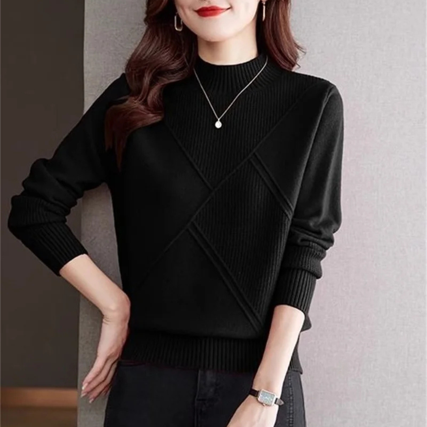 Eleganter Pullover mit Stehkragen für Damen | Serena