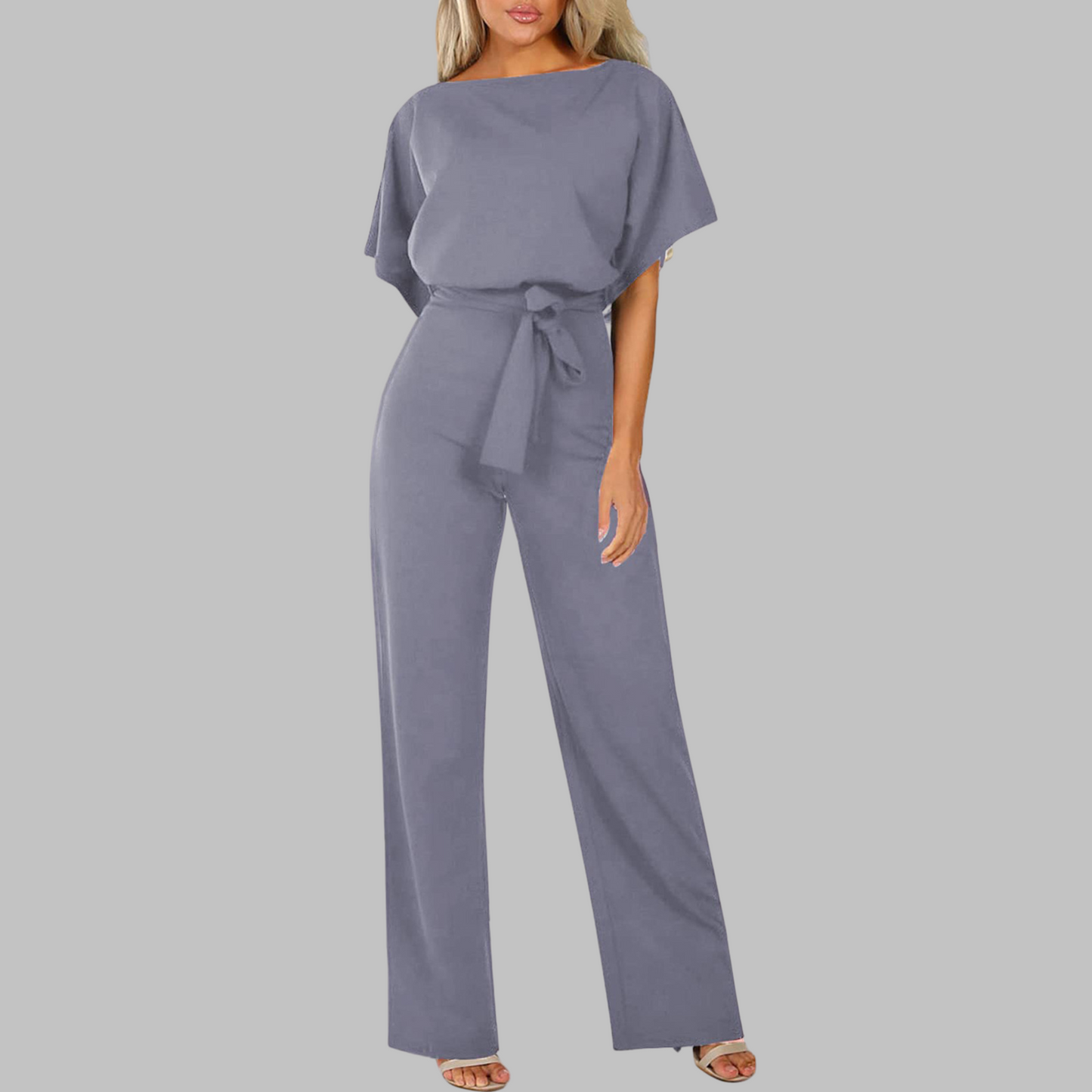 Legerer Jumpsuit mit Batwing-Ärmeln und Bindegürtel | Wannon