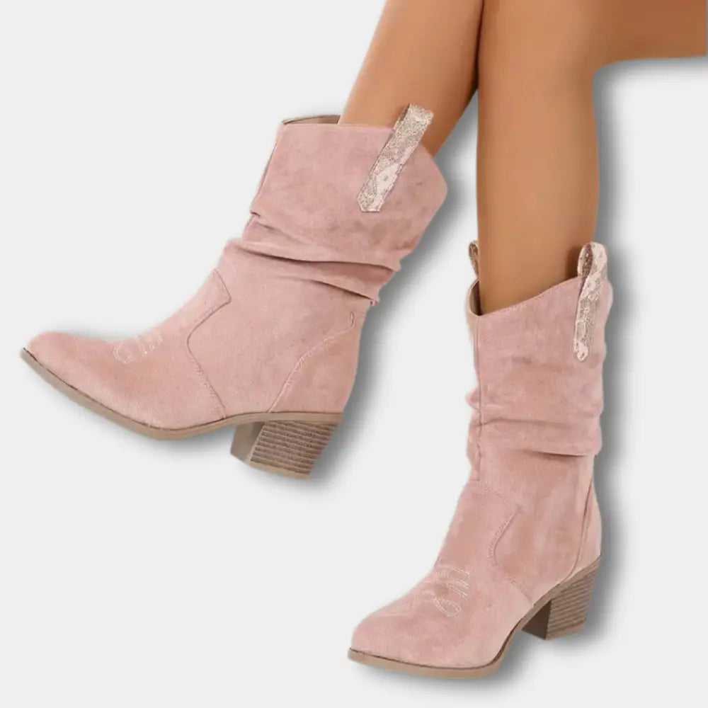 Elegante Hochwertige Cowboystiefel mit gerafftem Detail für Damen | Nola -7