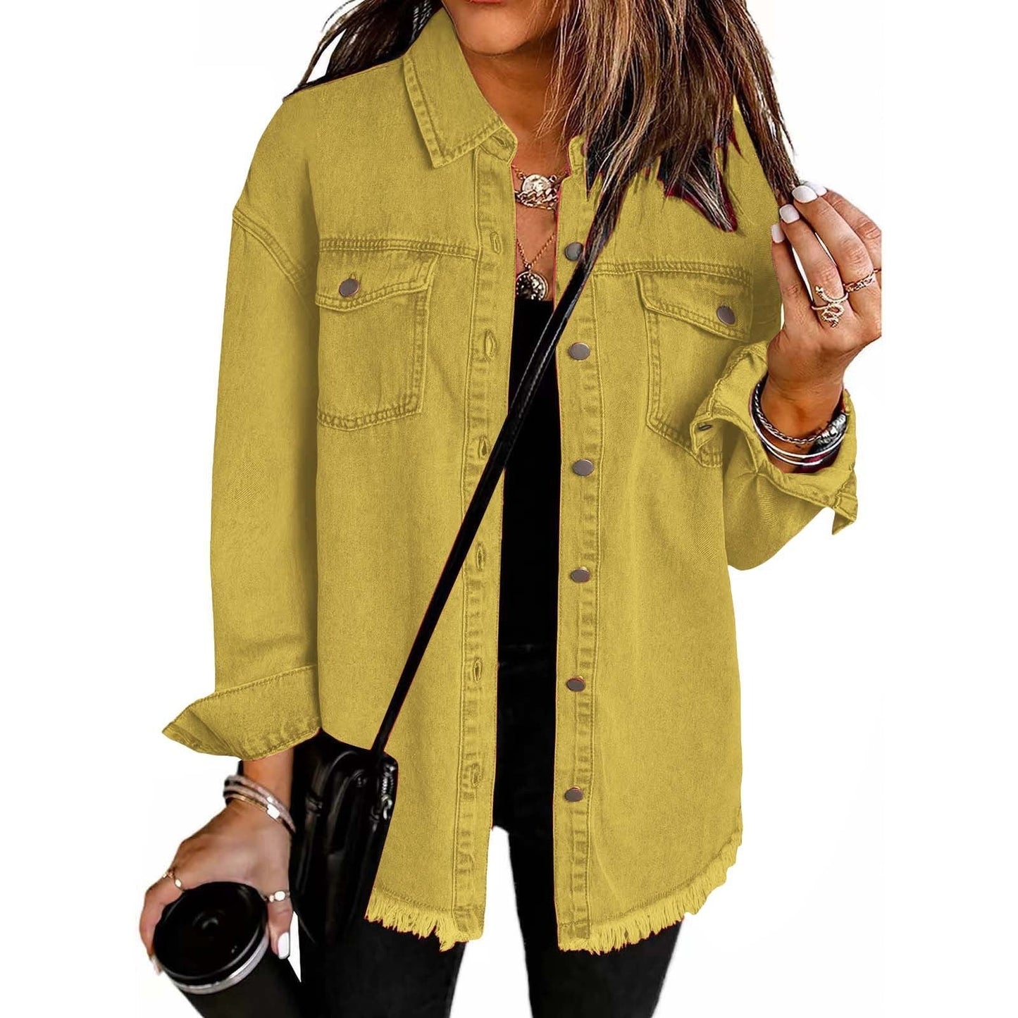Lässige Jeansjacke Silhouette für Männer | Elmara -15