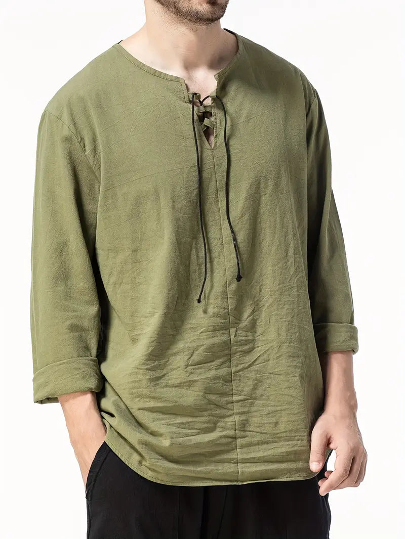 Elegantes Feines Henley Shirt mit modernem Design für Herren | Yong -8
