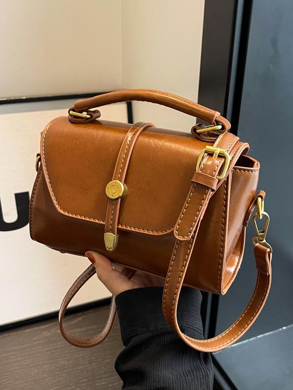 Kompakte Schultertasche Kontrastnähten für Frauen | Elvoria -9
