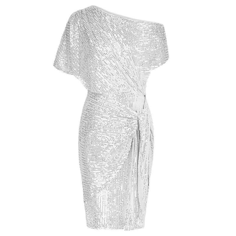 Elegant Pailletten Off Shoulder Bodycon Kleid für Männer | Aurelia -4