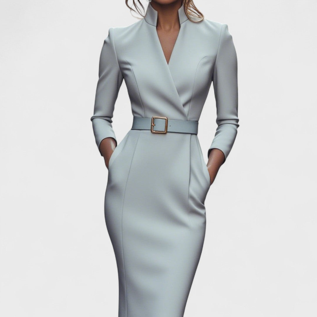 Bequemes Edles Kleid mit Gürtel für Damen | Alba -8