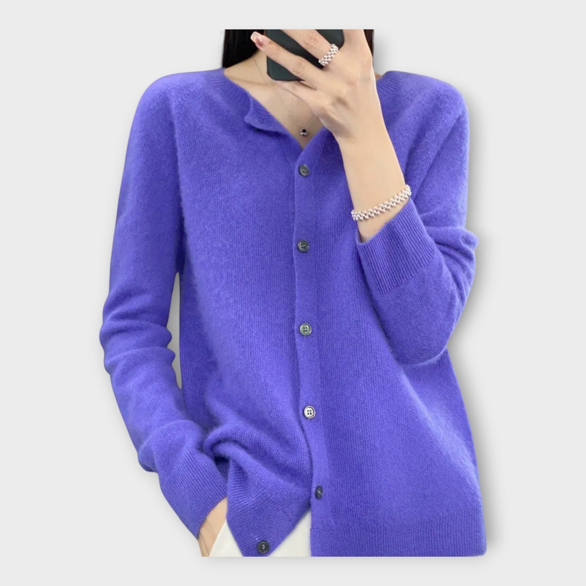 Elegante Feine Strickjacke mit Knopfleiste für Damen | Isabella -1