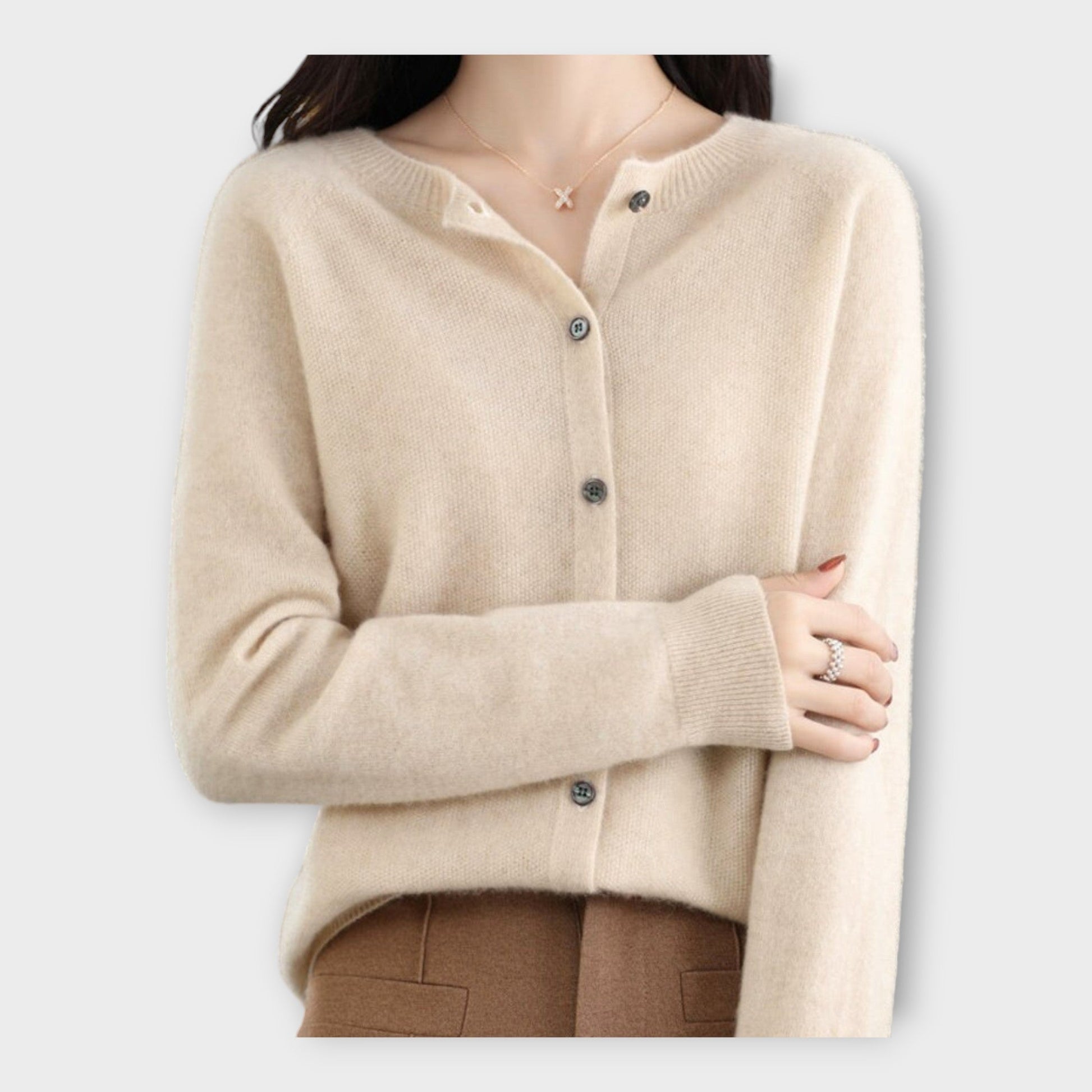 Elegante Feine Strickjacke mit Knopfleiste für Damen | Isabella -8