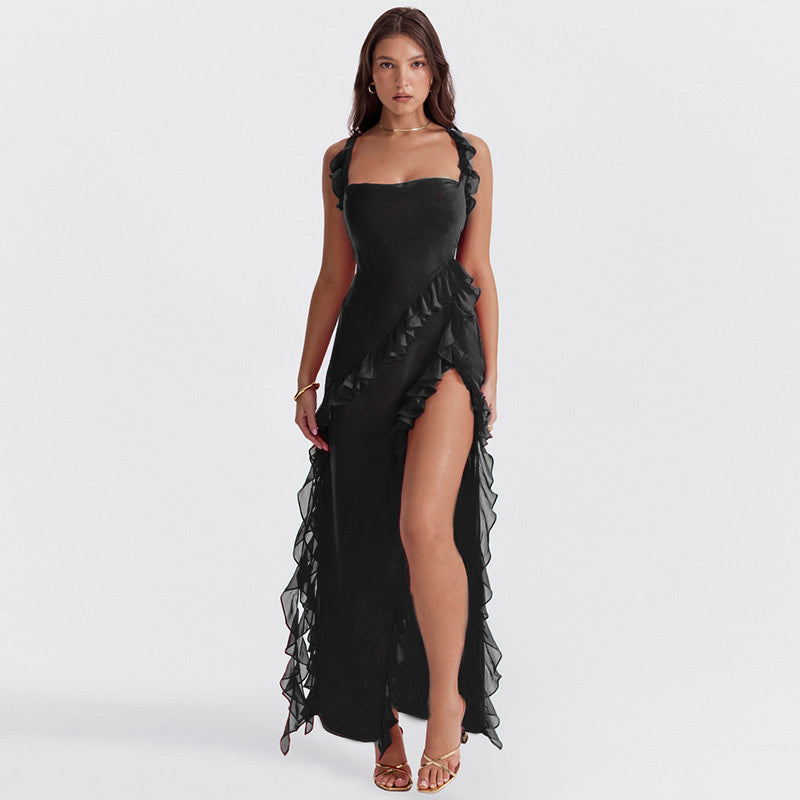Klassisches Edles Kleid mit Volants für Damen | Alicia -11