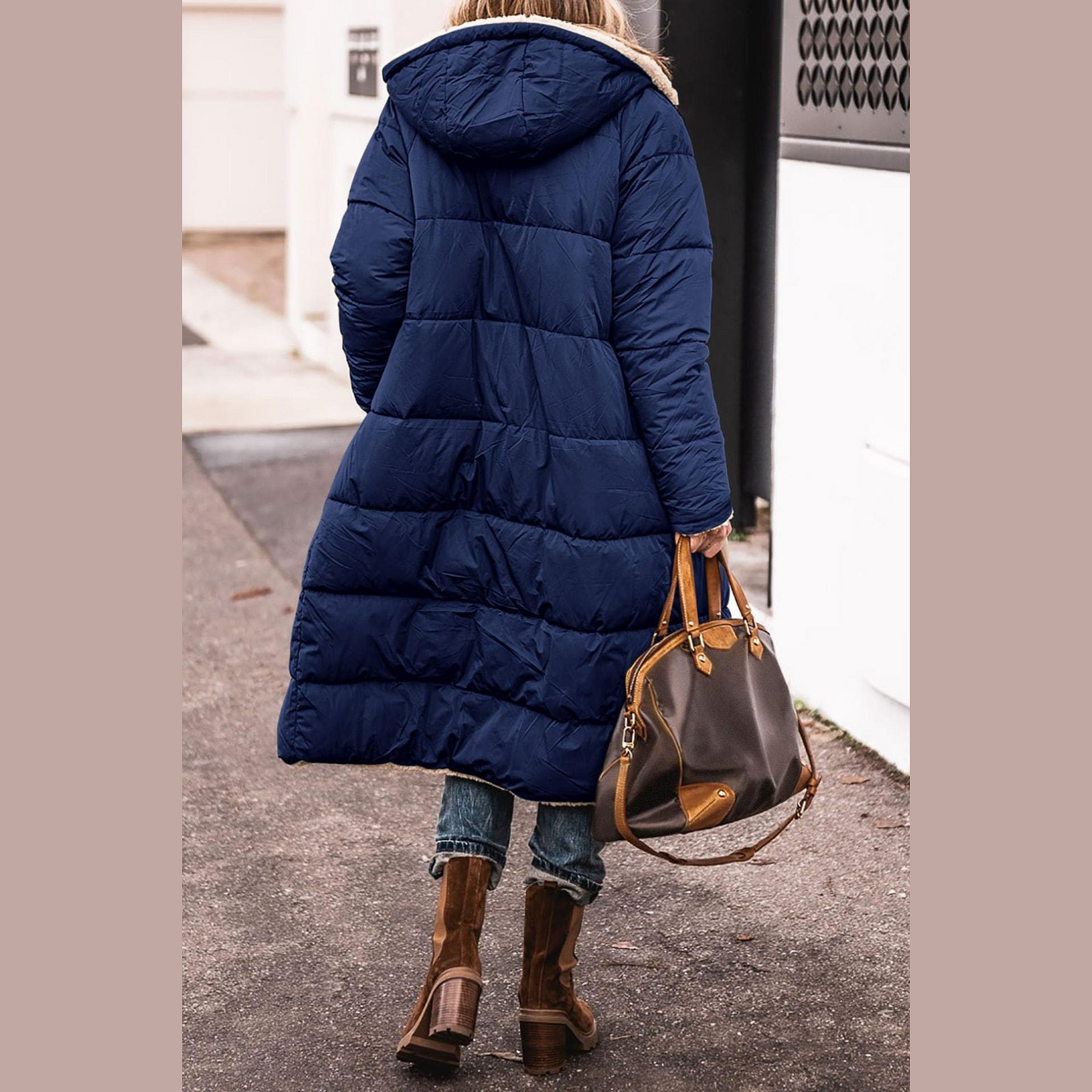 Eleganter Wendbarer Damenmantel Langem Schnitt für Männer | Amelia -10