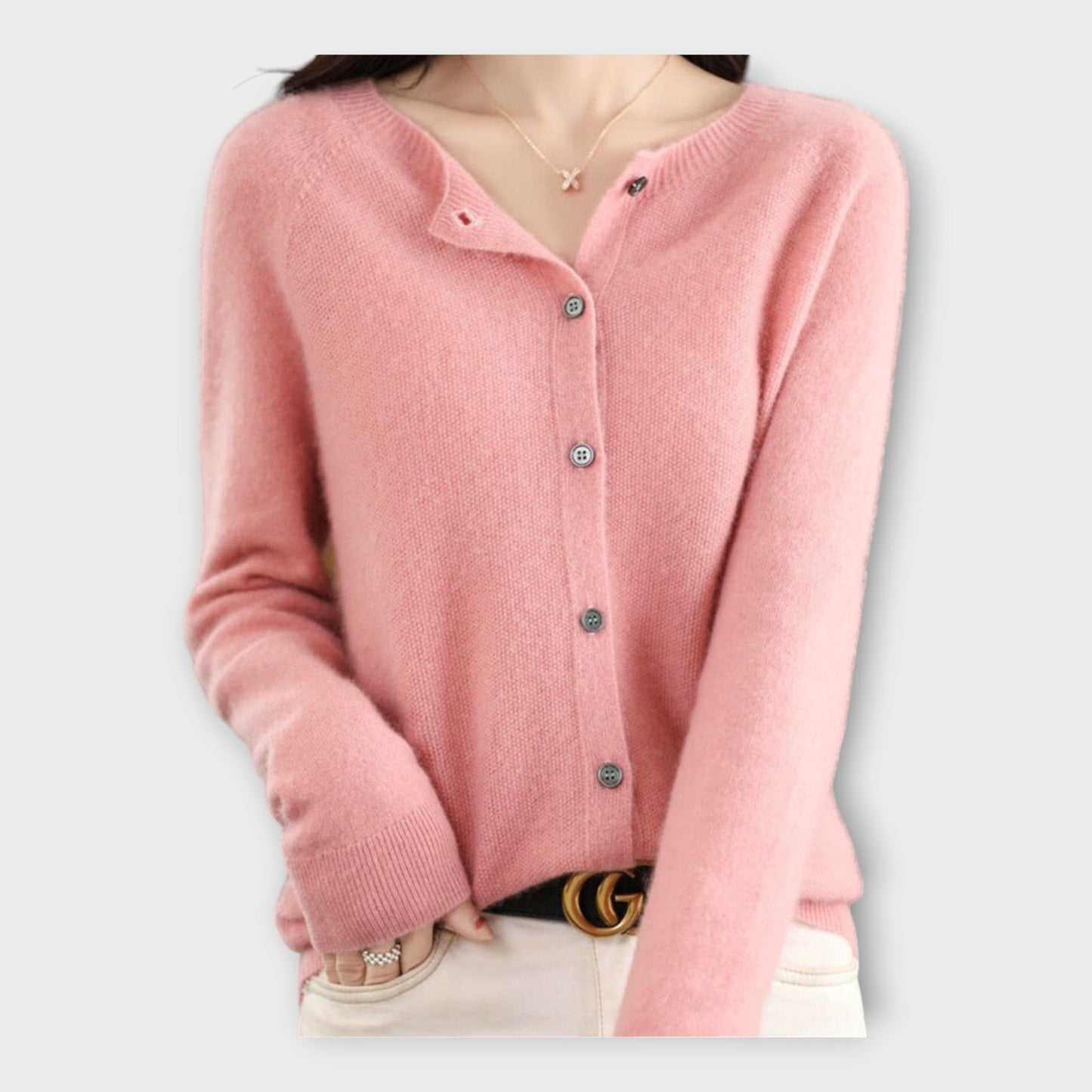 Elegante Feine Strickjacke mit Knopfleiste für Damen | Isabella -9