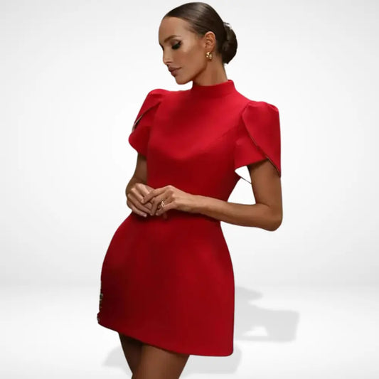 Stilvolles Raffiniertes Cocktailkleid mit Puffärmeln für Damen | Bates -1