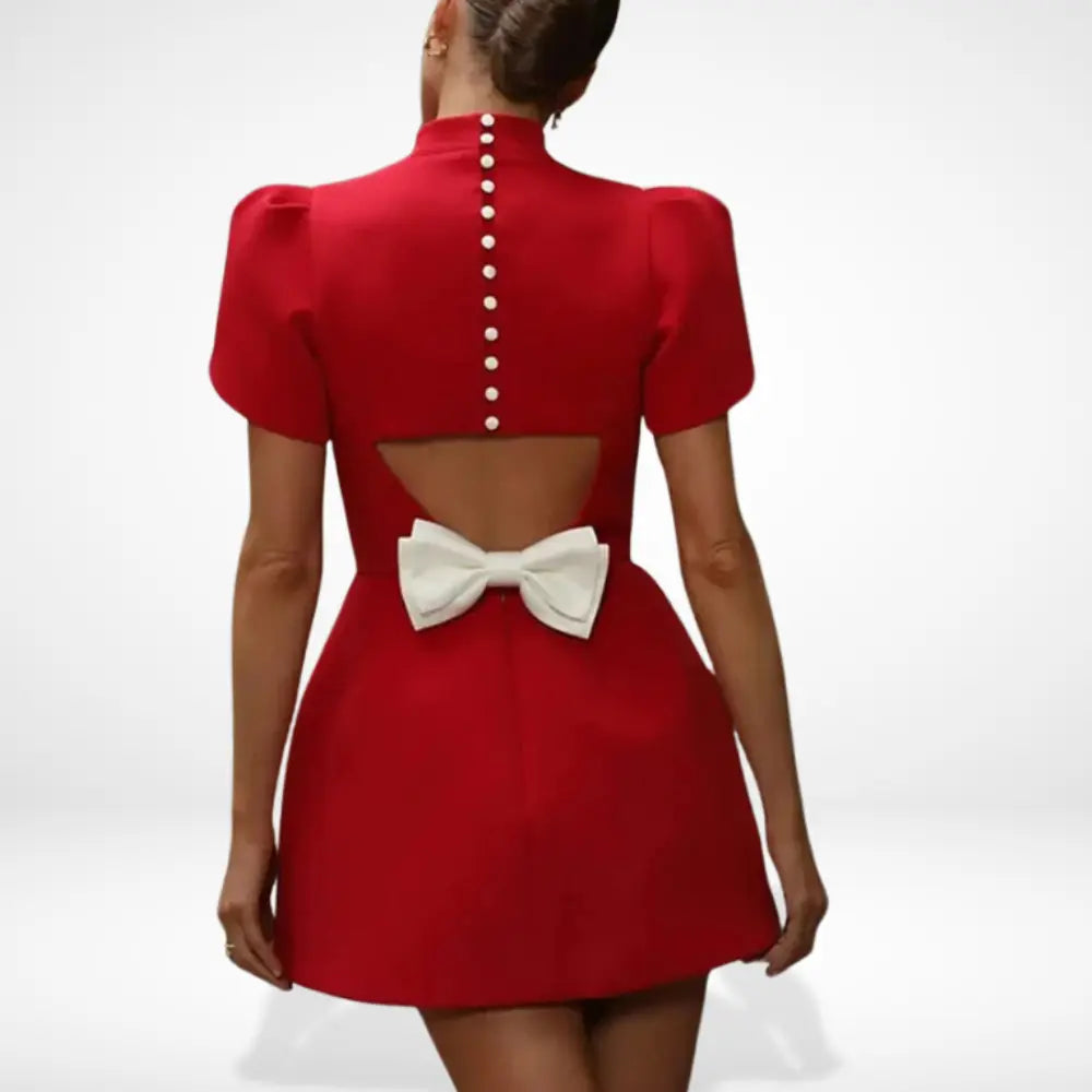 Stilvolles Raffiniertes Cocktailkleid mit Puffärmeln für Damen | Bates -2