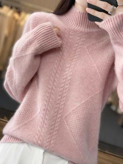 Eleganter Rollkragenpullover mit Zopfmuster für Damen | Alvienne