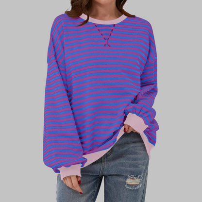 Gestreiftes Langarm Sweatshirt Rundhalsausschnitt für Männer | Elinor -10
