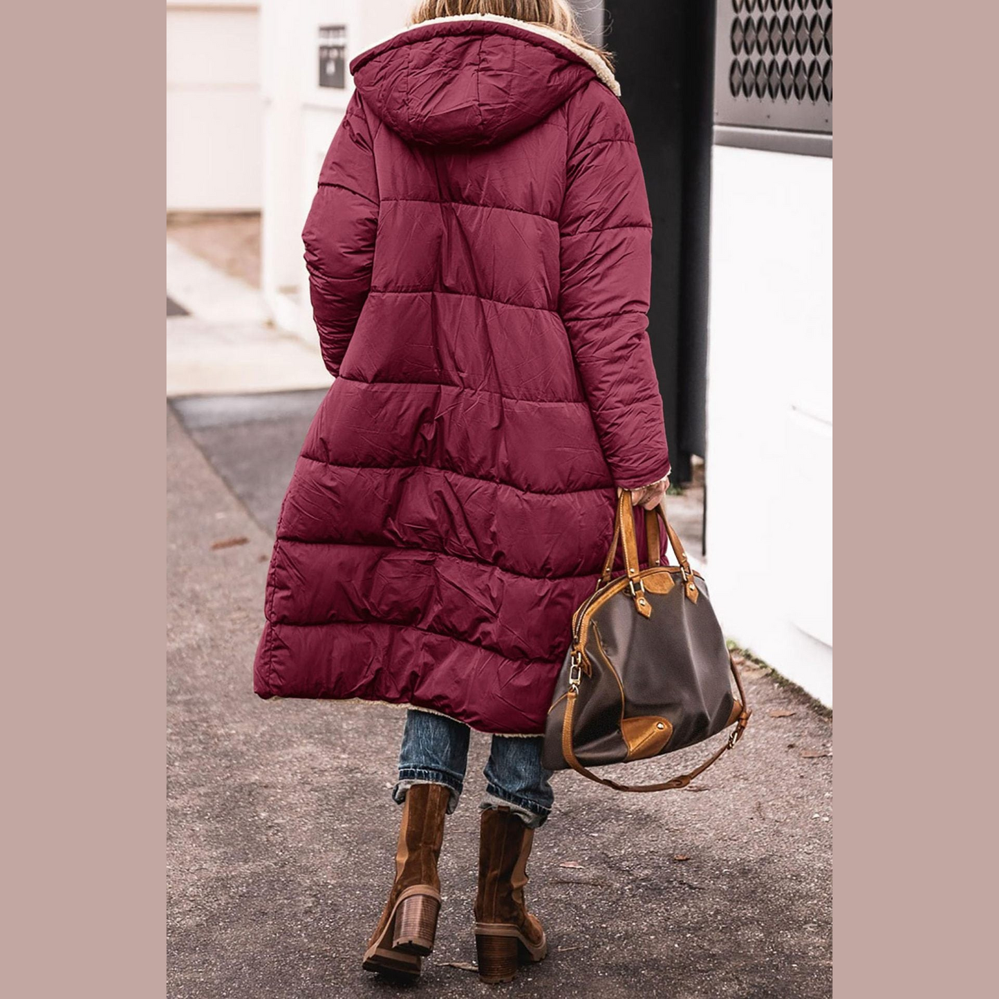 Eleganter Wendbarer Damenmantel Langem Schnitt für Männer | Amelia -11