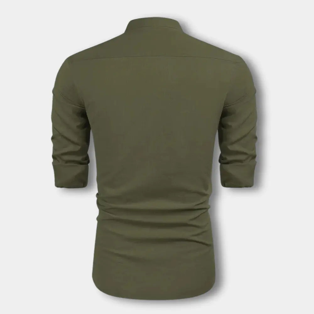 Klassische Hochwertige Bluse mit Mao-Kragen für Herren | Hartman -3