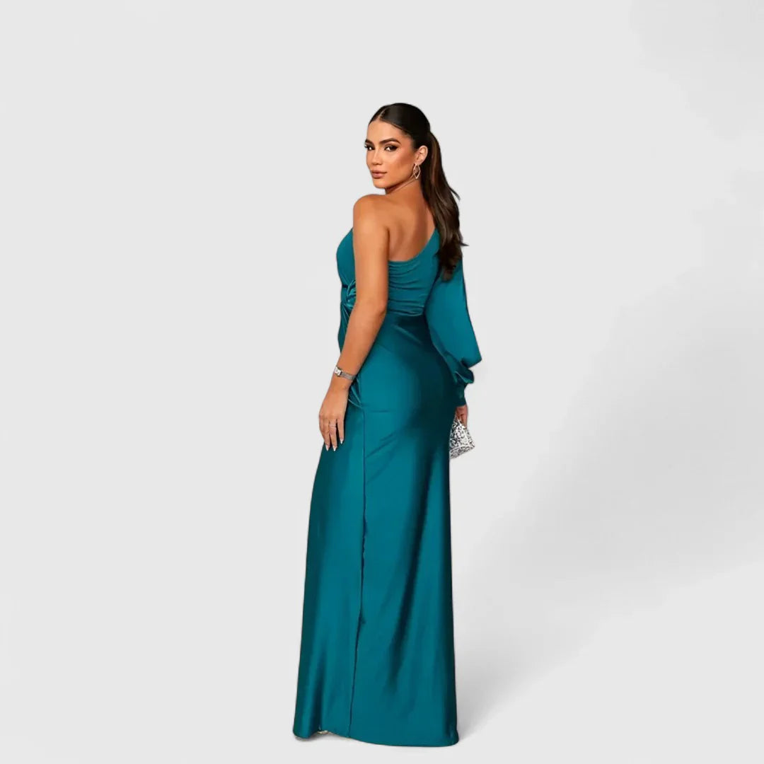 Elegantes Raffiniertes Maxikleid mit asymmetrischem Schnitt für Damen | Eleonora -3