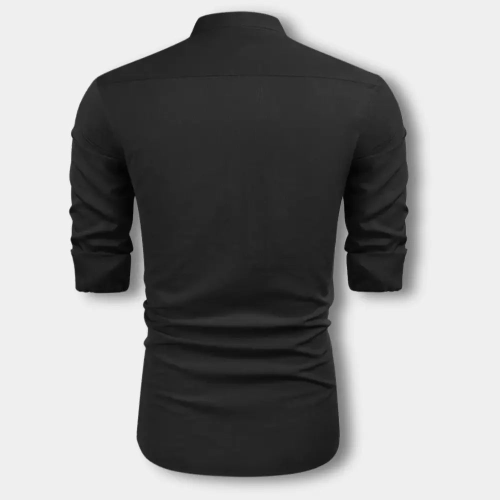 Klassische Hochwertige Bluse mit Mao-Kragen für Herren | Hartman -2