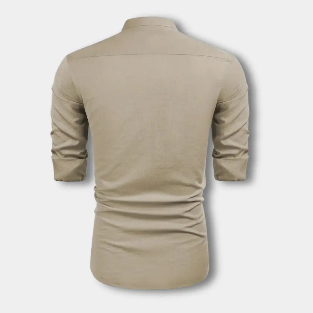 Klassische Hochwertige Bluse mit Mao-Kragen für Herren | Hartman -8