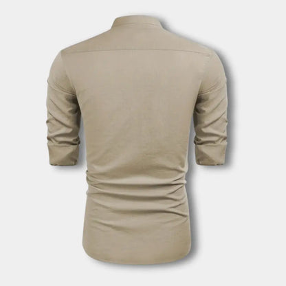 Klassische Hochwertige Bluse mit Mao-Kragen für Herren | Hartman -8