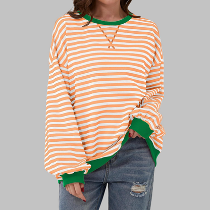 Gestreiftes Langarm Sweatshirt Rundhalsausschnitt für Männer | Elinor -12