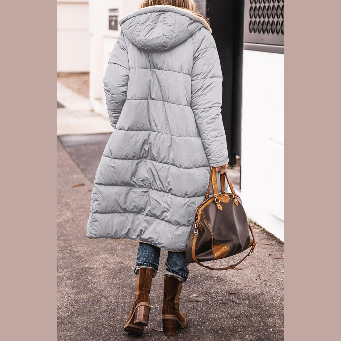 Eleganter Wendbarer Damenmantel Langem Schnitt für Männer | Amelia -12