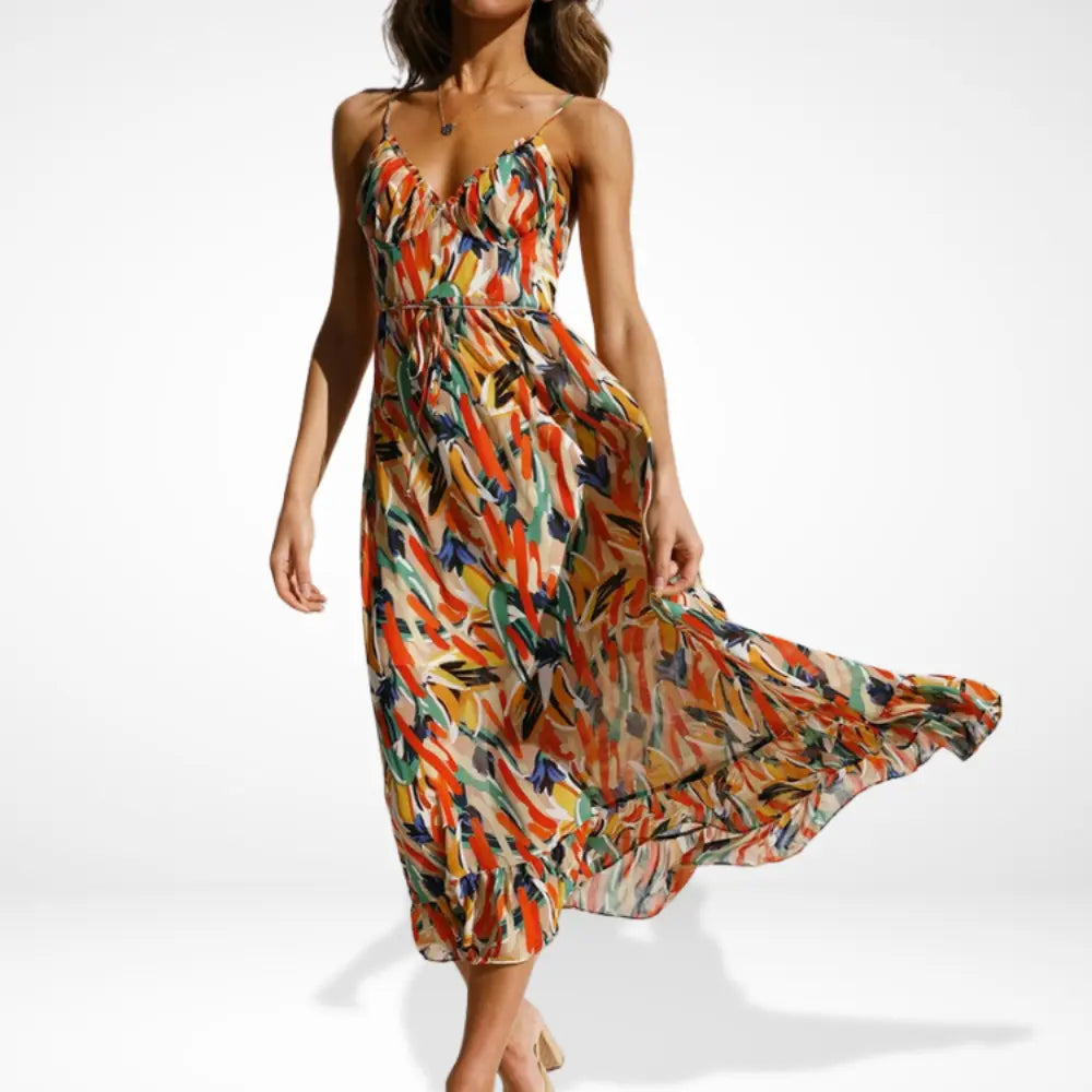 Stilvolles Edles Sommerkleid mit Print für Damen | Lori -2
