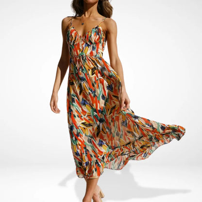 Stilvolles Edles Sommerkleid mit Print für Damen | Lori -2