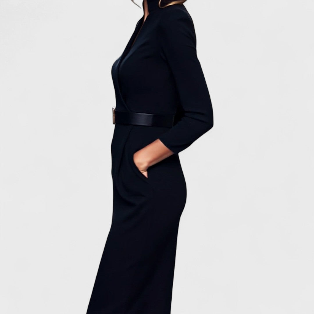 Bequemes Edles Kleid mit Gürtel für Damen | Alba -4