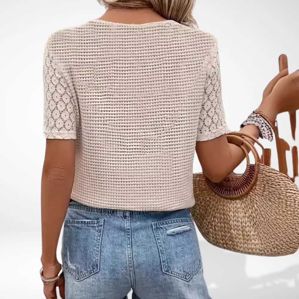 Modernes Hochwertiges T-Shirt mit V-Ausschnitt für Damen | Lucy -5