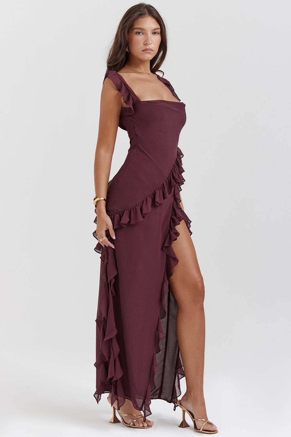 Klassisches Edles Kleid mit Volants für Damen | Alicia -2