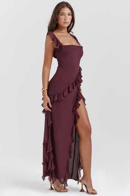 Klassisches Edles Kleid mit Volants für Damen | Alicia -2