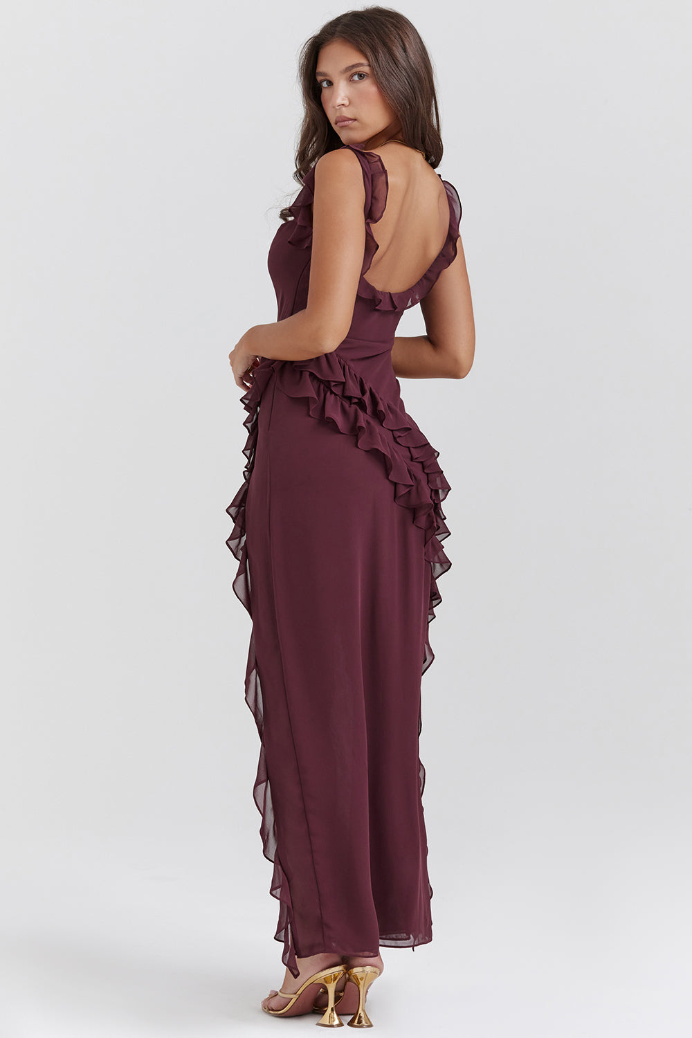 Klassisches Edles Kleid mit Volants für Damen | Alicia -4