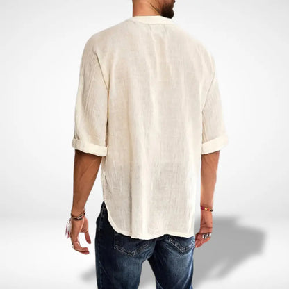 Elegantes Feines Henley Shirt mit gekreuztem Design für Herren | Benitez -2