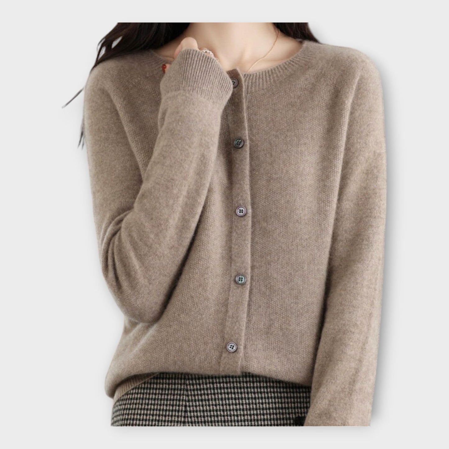 Elegante Feine Strickjacke mit Knopfleiste für Damen | Isabella -13
