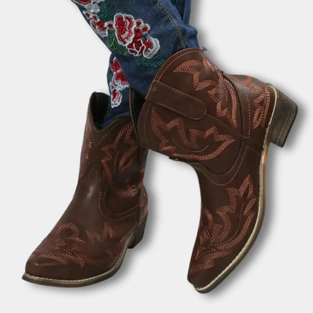 Klassische Hochwertige Cowboystiefel mit Stickerei für Damen | Jody -9