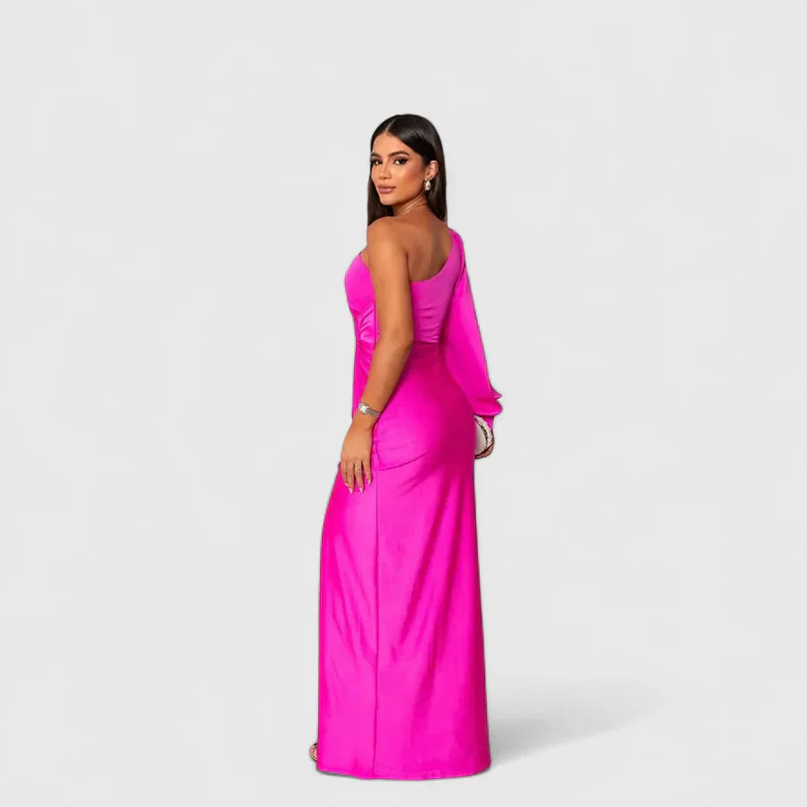 Elegantes Raffiniertes Maxikleid mit asymmetrischem Schnitt für Damen | Eleonora -17