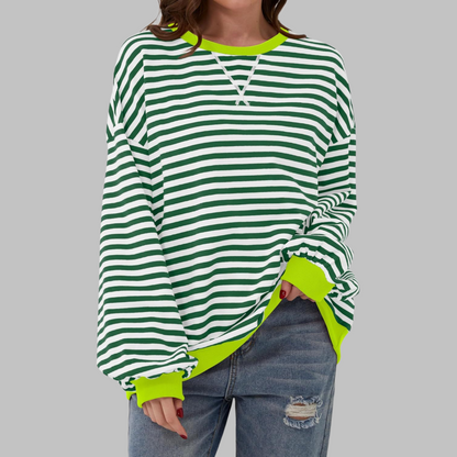 Gestreiftes Langarm Sweatshirt Rundhalsausschnitt für Männer | Elinor -3