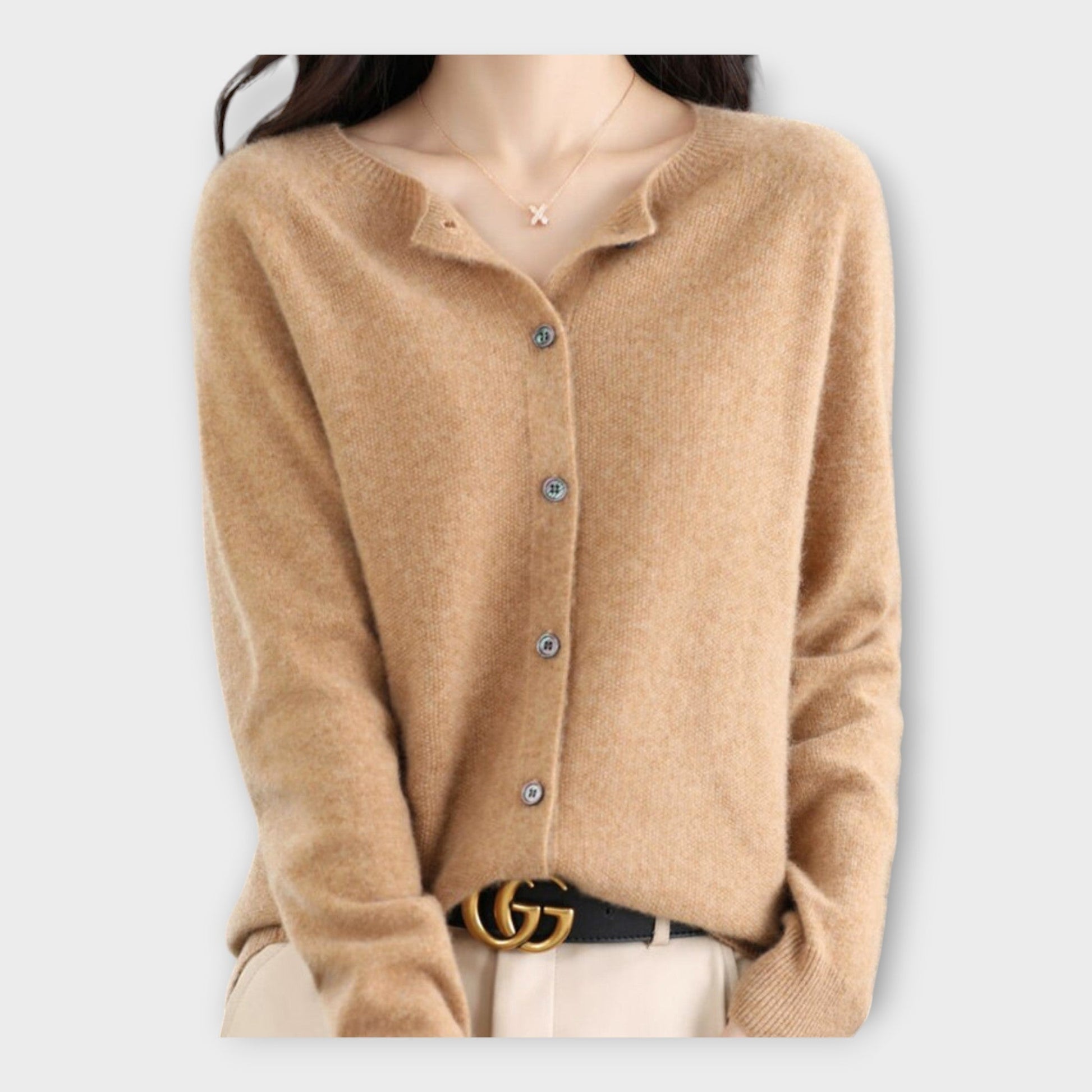 Elegante Feine Strickjacke mit Knopfleiste für Damen | Isabella -14