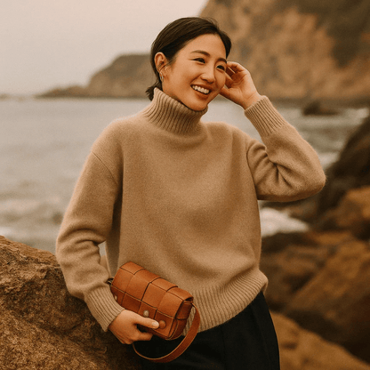 Oversized Rollkragenpullover Silhouette für Frauen | Elowira -7