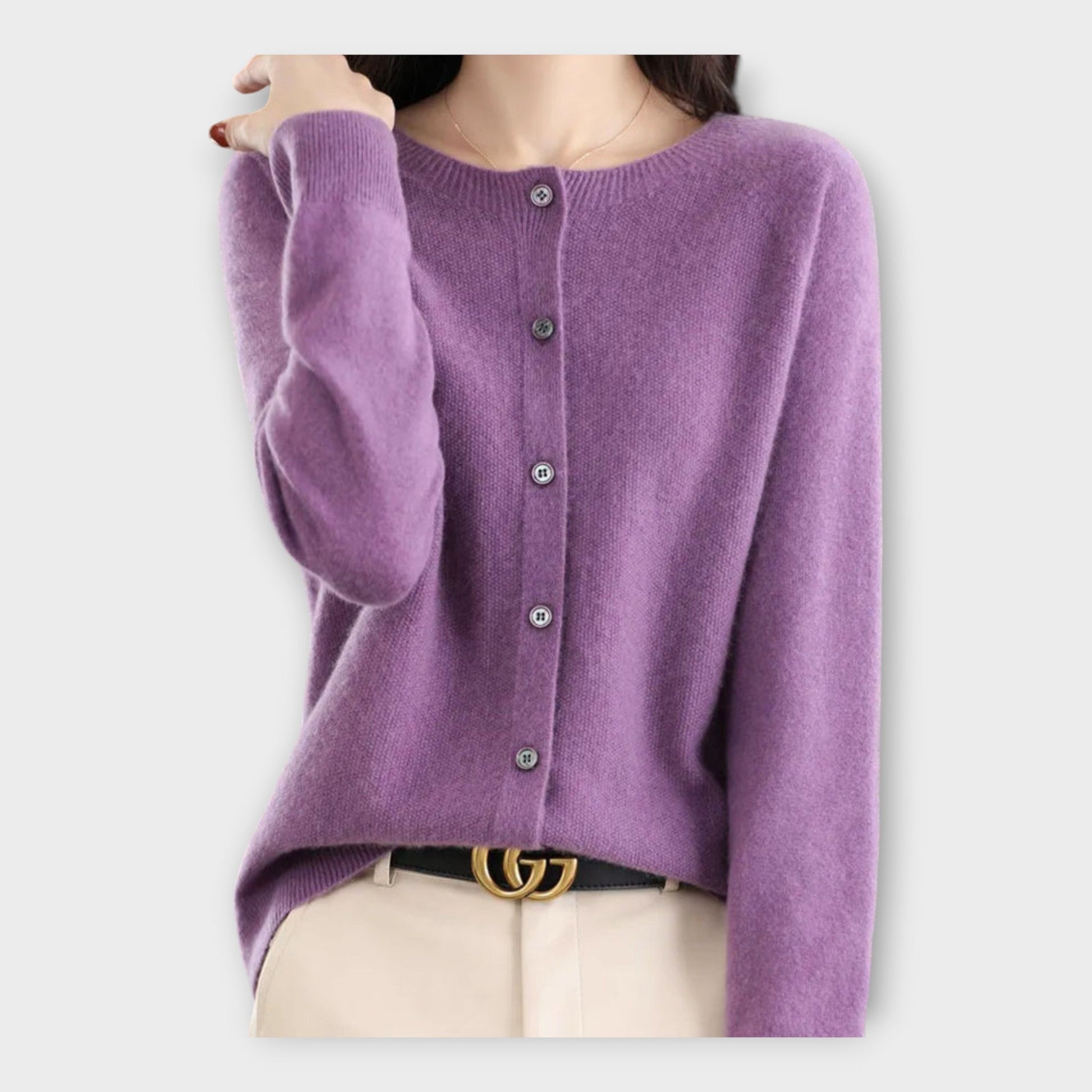 Elegante Feine Strickjacke mit Knopfleiste für Damen | Isabella -15