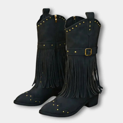 Klassische Hochwertige Cowboystiefel mit Fransen für Damen | Keri -5