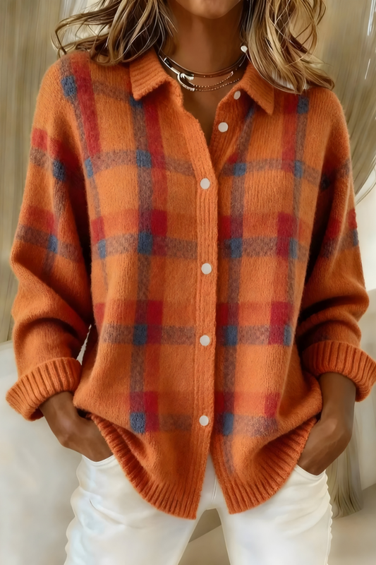 Karierter Strickcardigan für Damen | Anna