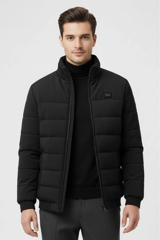 Stehkragen-Pufferjacke mit Reißverschlusstaschen für Herren | Caurelle