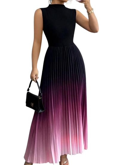 Sleeveless Ombre Pleated Skirt Evening Dress | YZA
