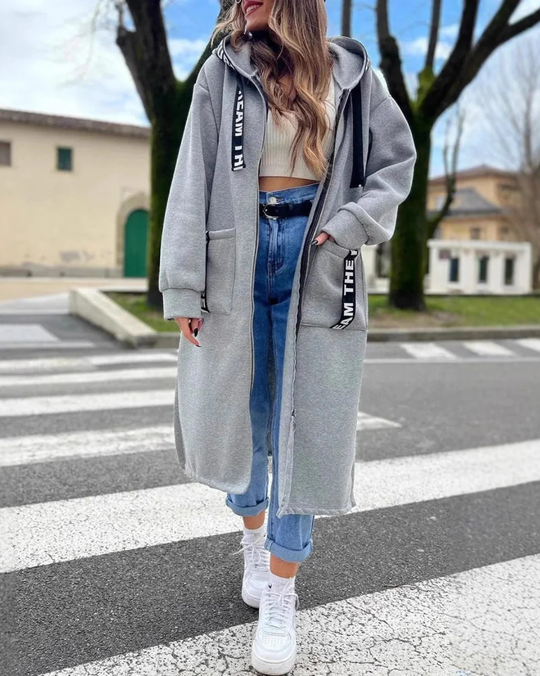 Bequemes Feines Sweatshirt mit Kapuze für Damen | Marina -1