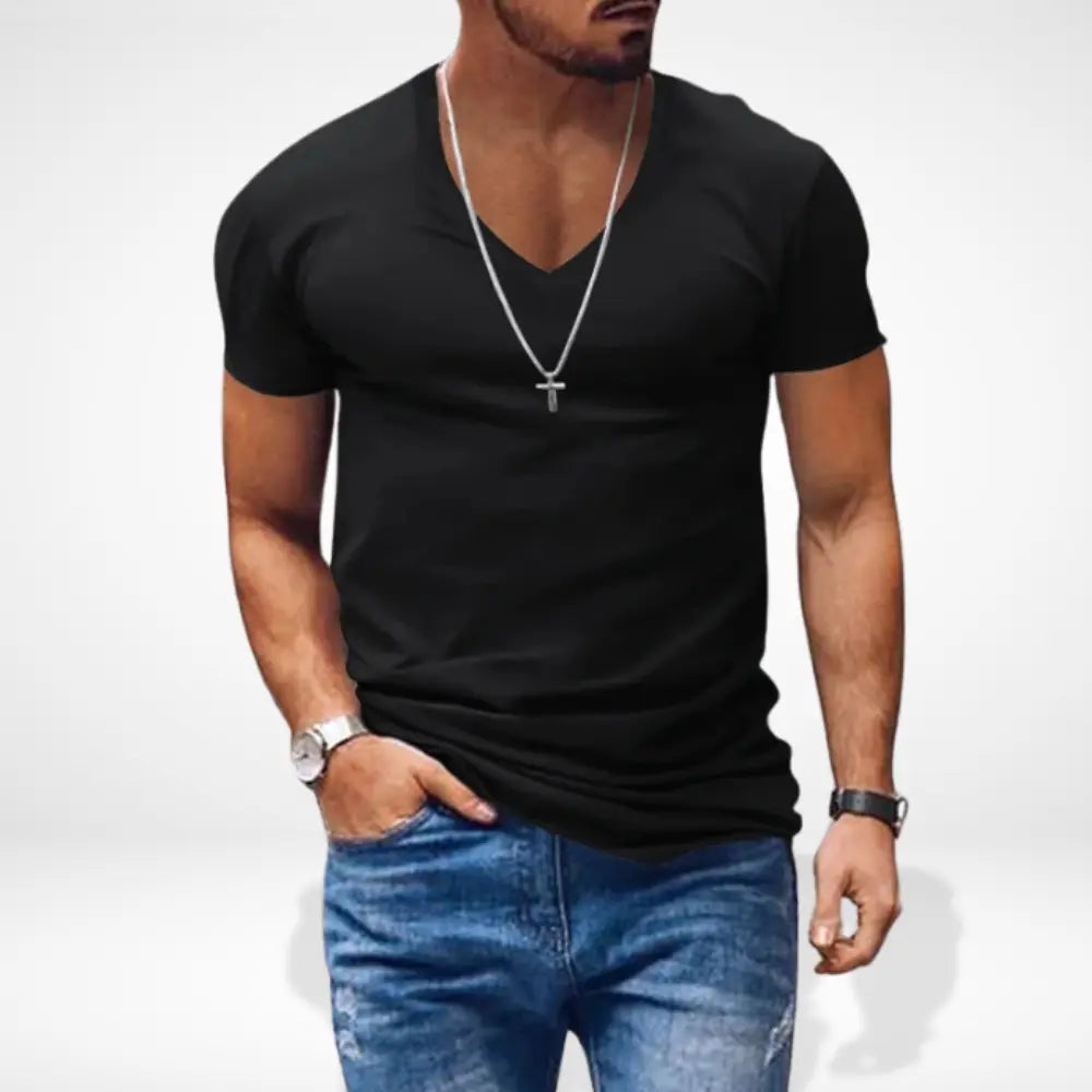 Stilvolles Raffiniertes T-Shirt mit V-Ausschnitt für Herren | Aaron -1