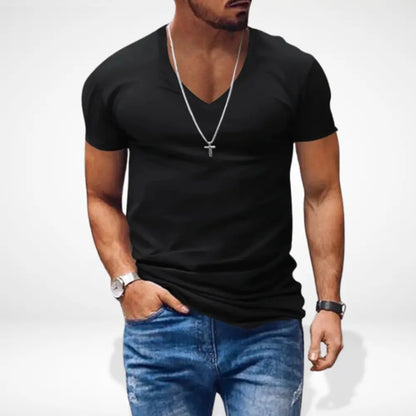 Stilvolles Raffiniertes T-Shirt mit V-Ausschnitt für Herren | Aaron -1