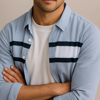 Modernes Hemd mit Kontraststreifen für Herren | Elviano